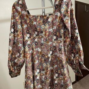 Button Floral Mini Dress